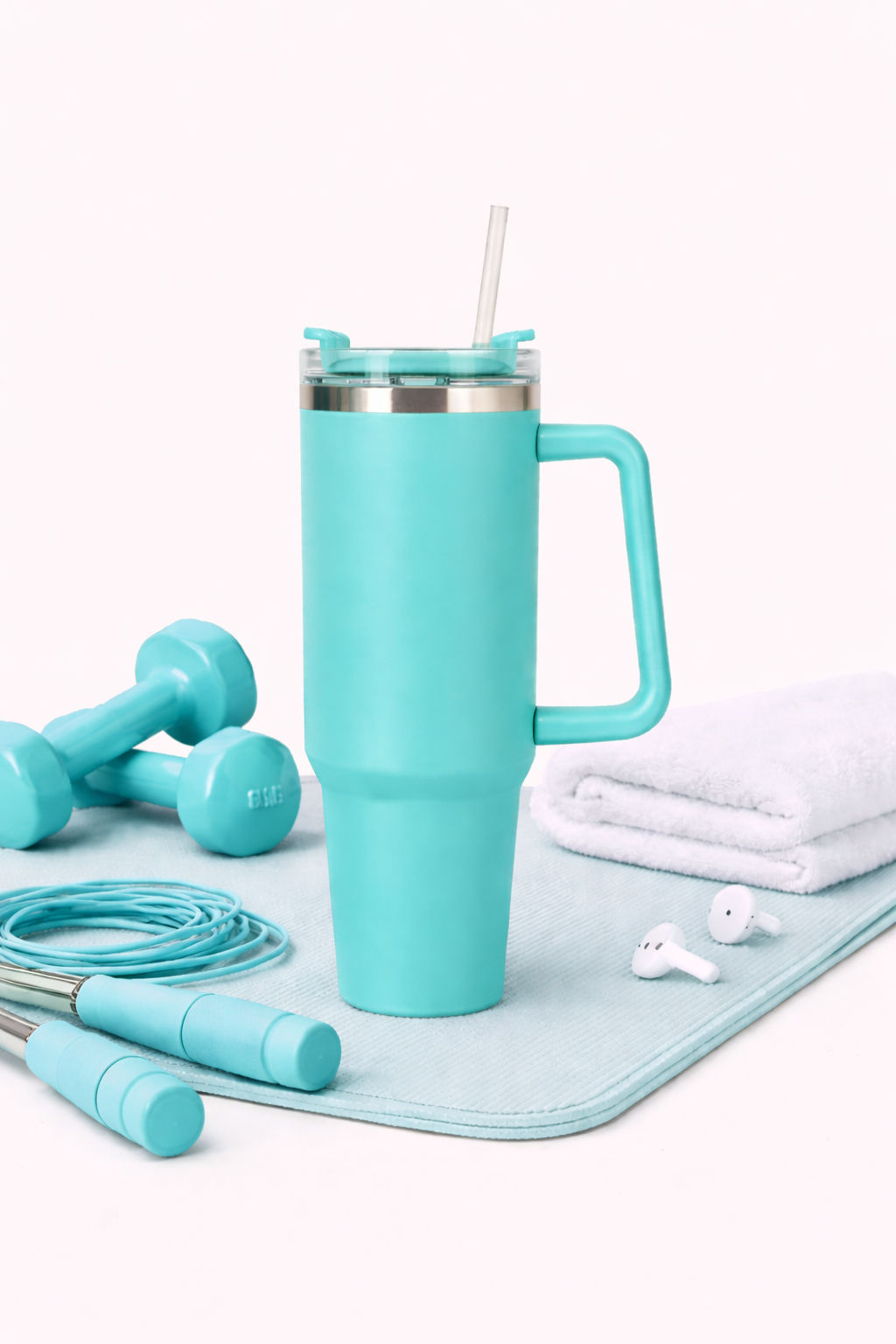 New 40oz Stainless Steel Car Cup Large Capacity Water Cup with Handle and Straw Double-walled Insulated Travel Mug Holiday Gifts